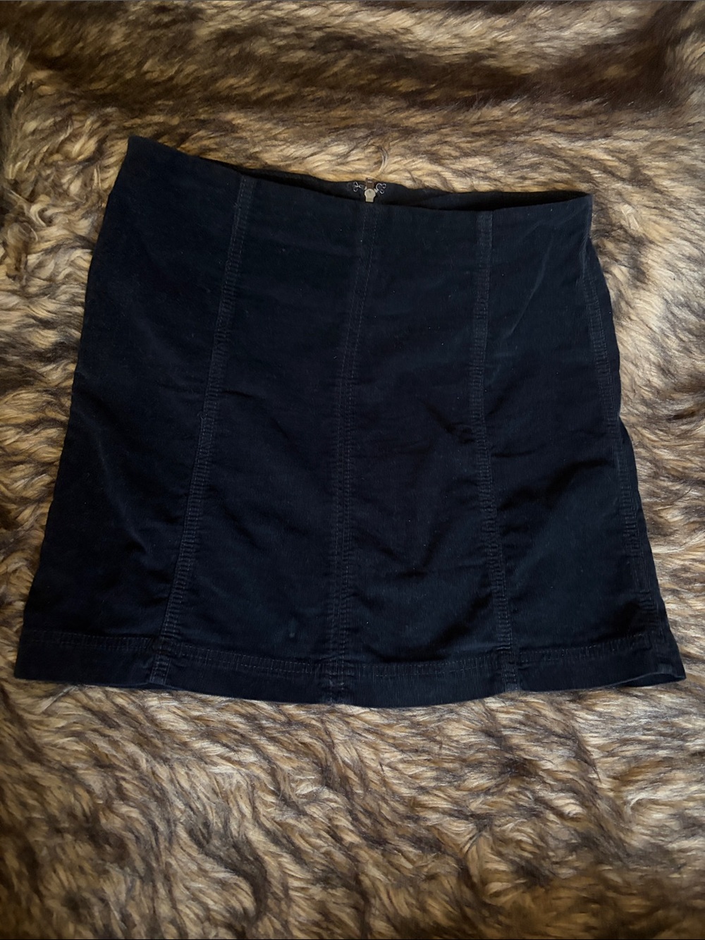 Free People Womens Skirt Size 8 Black Corduroy Stretch Mini Zip